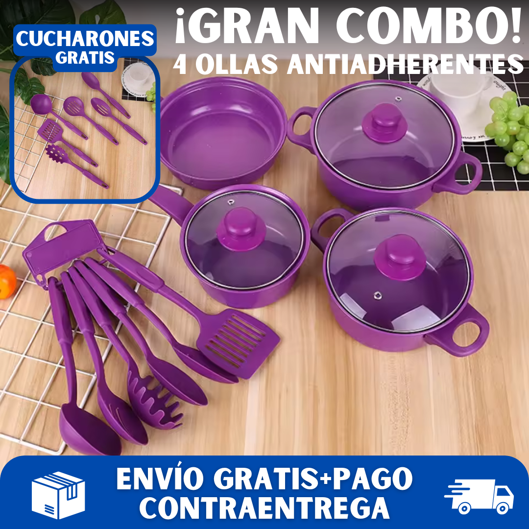 🍲VIOLUXE® Combo de ollas anti adherentes