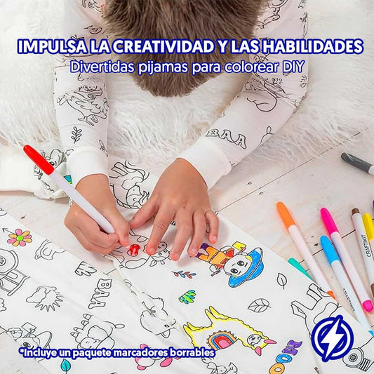 Pijama para colorear + kit de marcadores gratis