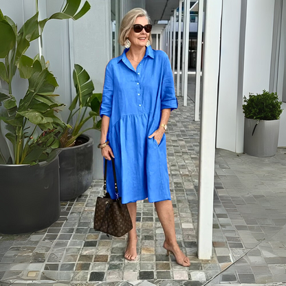 👗TIERRA CLARA® Vestido casual de lino y algodón para mujer