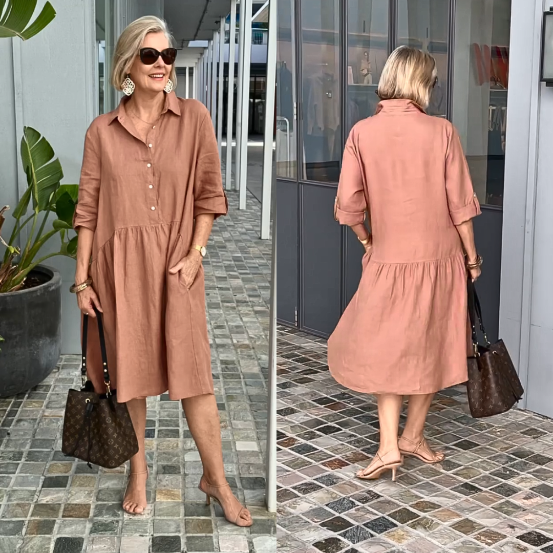 👗TIERRA CLARA® Vestido casual de lino y algodón para mujer
