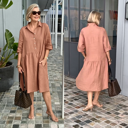 👗TIERRA CLARA® Vestido casual de lino y algodón para mujer