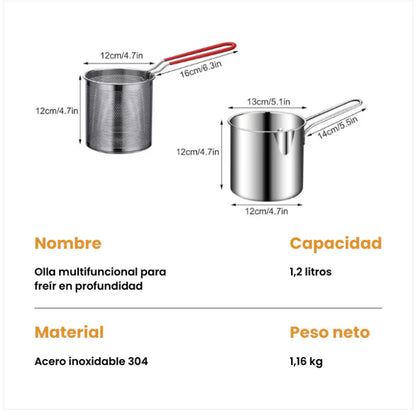 Olla freidora multifuncional 1200 ML CON TAPA 🍲- Prepara tus comidas favoritas sin problema