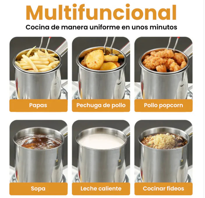 Olla freidora multifuncional 1200 ML CON TAPA 🍲- Prepara tus comidas favoritas sin problema