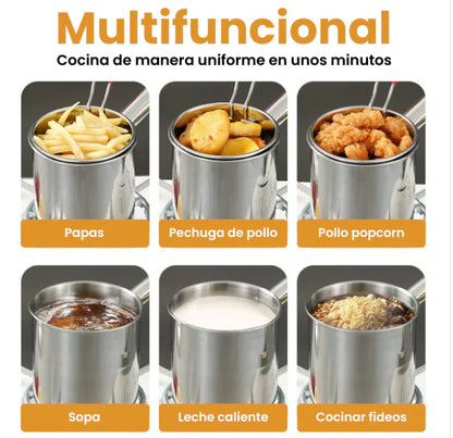 Olla freidora multifuncional 1200 ML CON TAPA 🍲- Prepara tus comidas favoritas sin problema