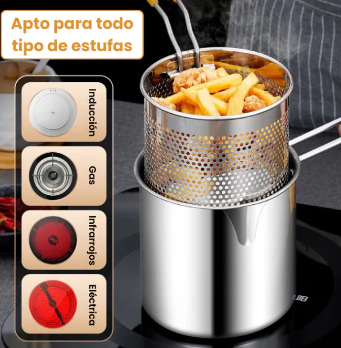 Olla freidora multifuncional 1200 ML CON TAPA 🍲- Prepara tus comidas favoritas sin problema