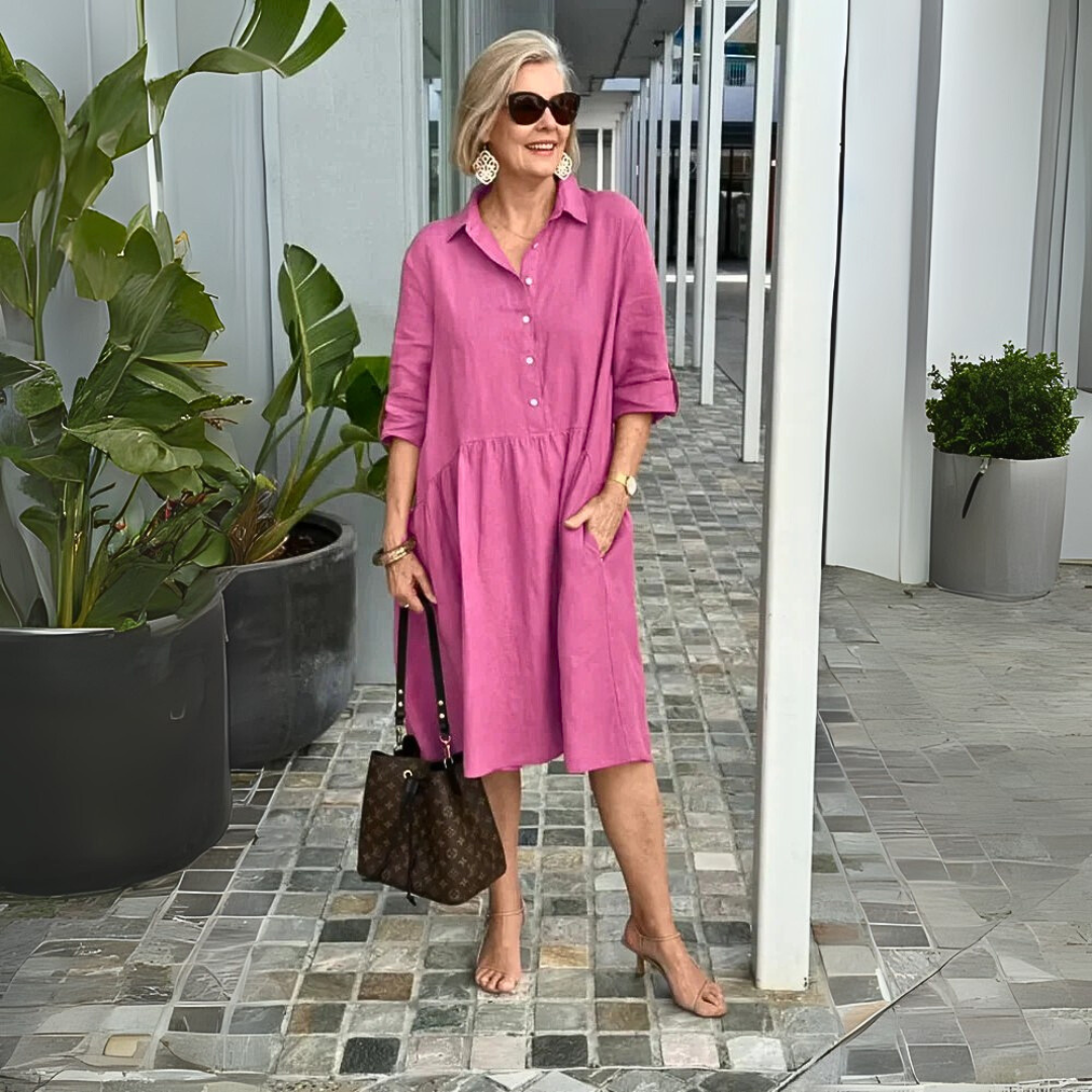 👗TIERRA CLARA® Vestido casual de lino y algodón para mujer