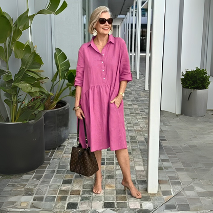 👗TIERRA CLARA® Vestido casual de lino y algodón para mujer
