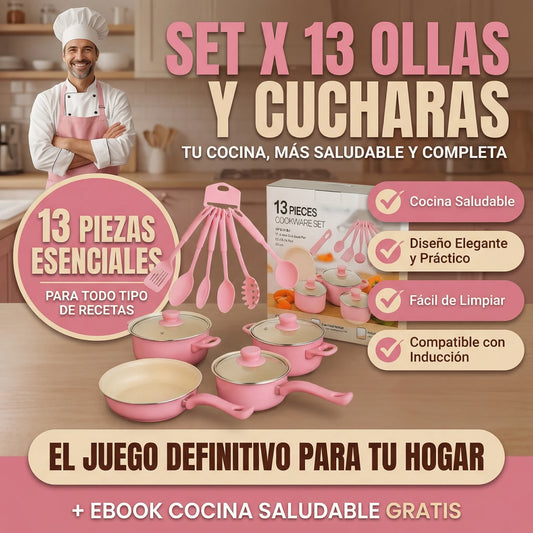 🍲VIOLUXE® Combo de ollas anti adherentes X 13 PIEZAS