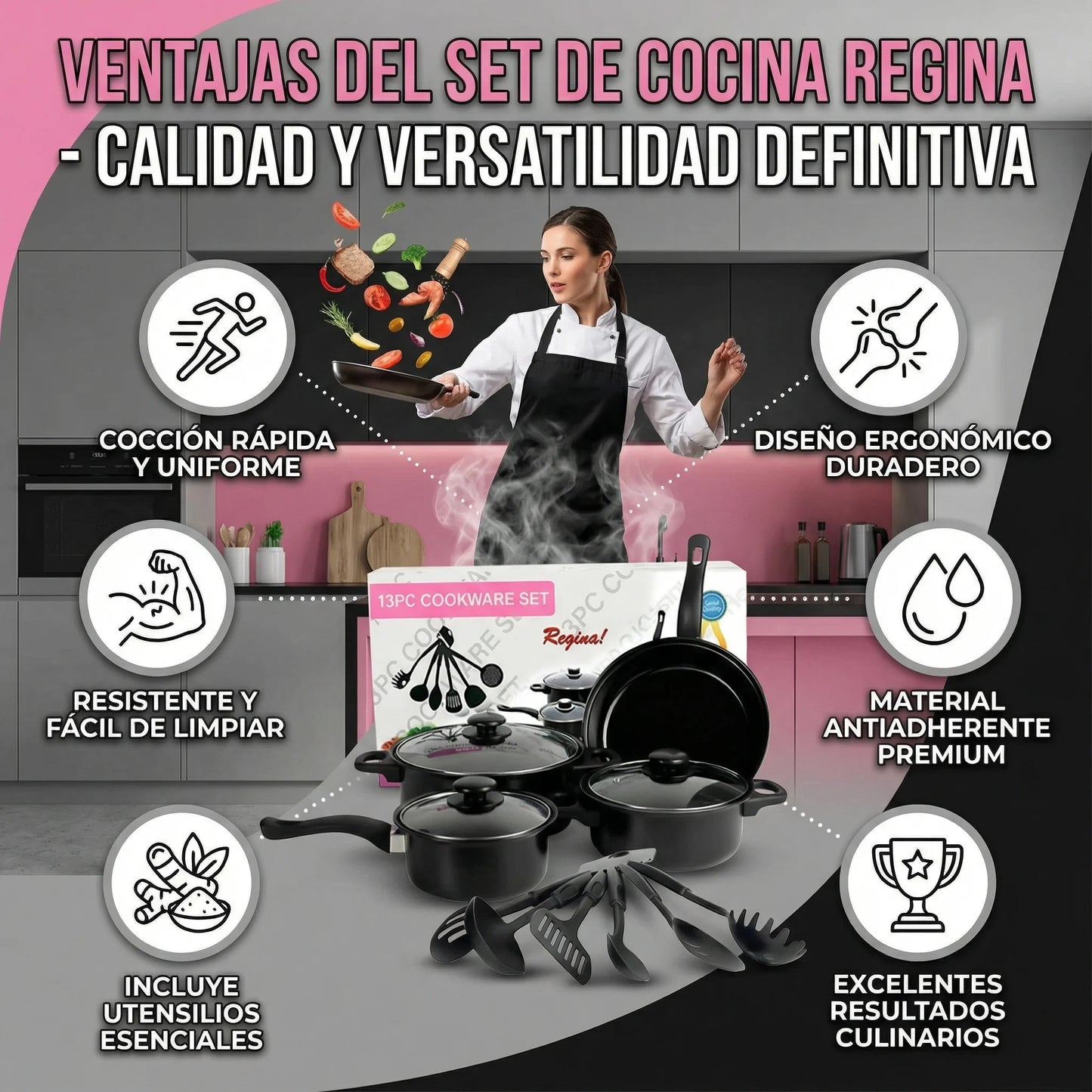 🍲VIOLUXE® Combo de ollas anti adherentes X 13 PIEZAS